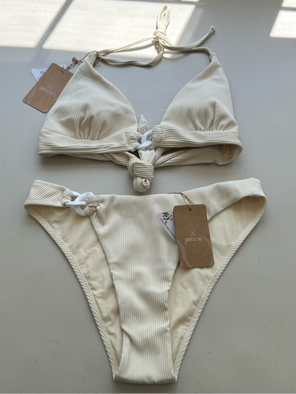 Berlook Bikini Set Large Halter Off White Swimwear New